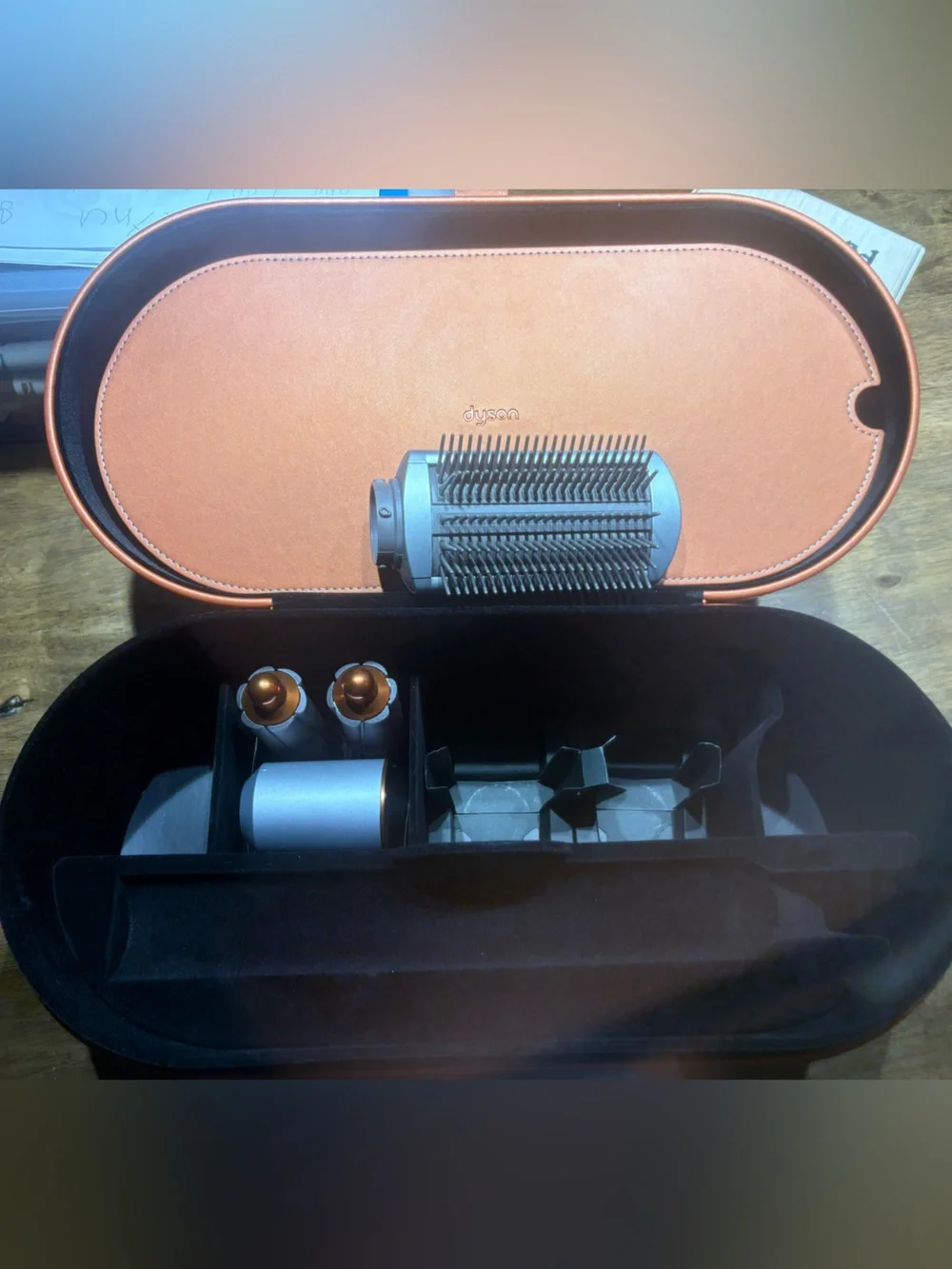 Dyson Airwrap Accessories and Case - Orange and Silver Attachments